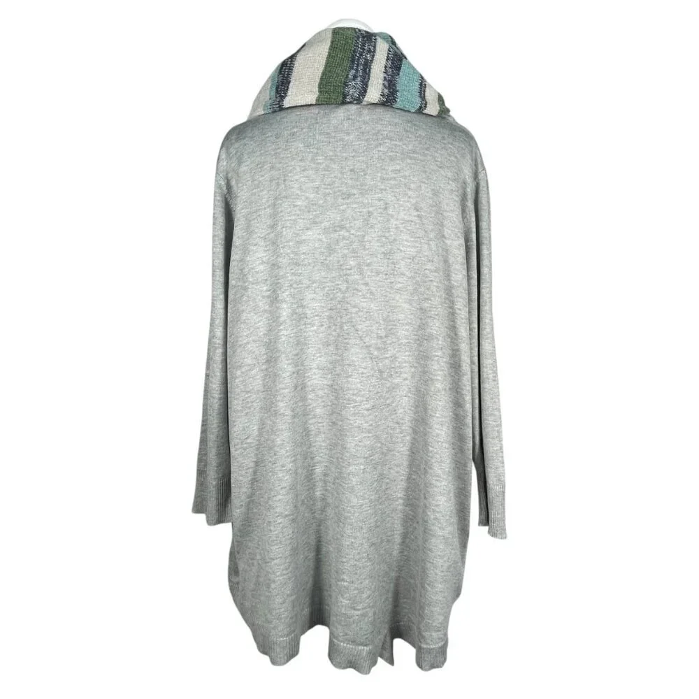 89th & Madison Gray Tunic Sweater + Scarf Set 1X Plus Cozy Knit